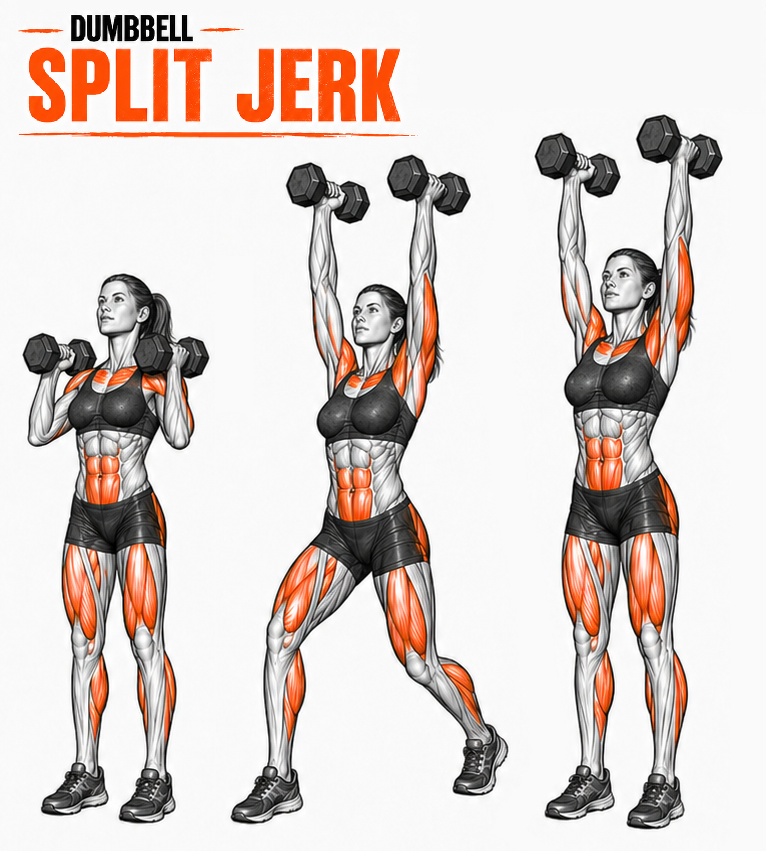 Dumbbell Split Jerk illustration