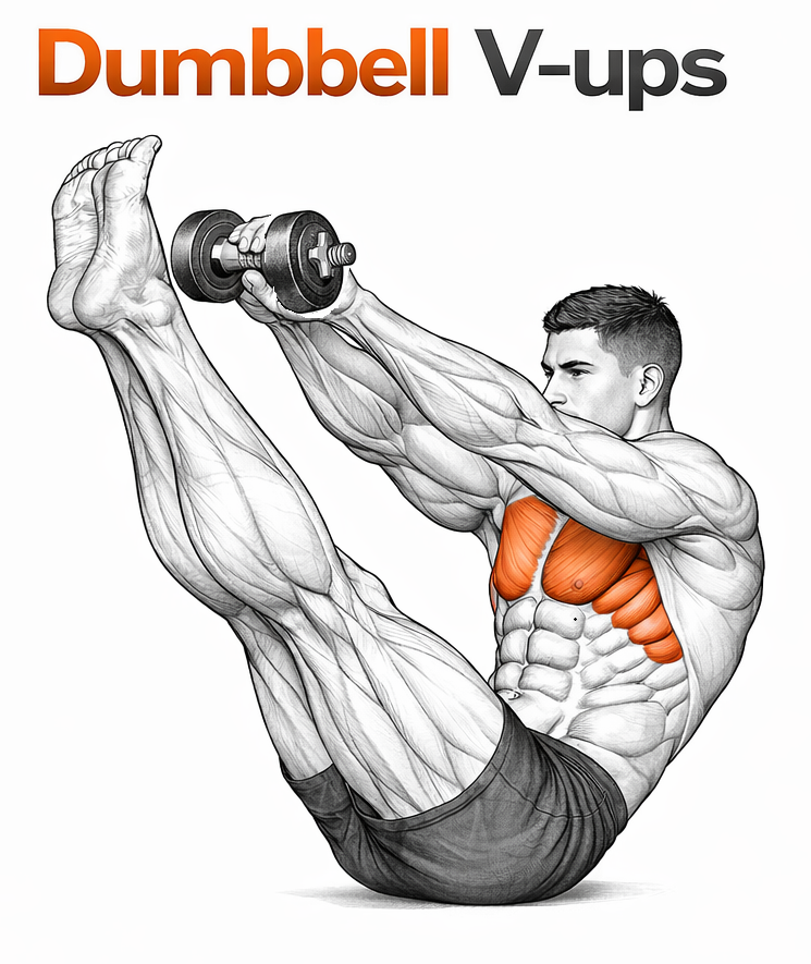 Dumbbell V-ups illustration