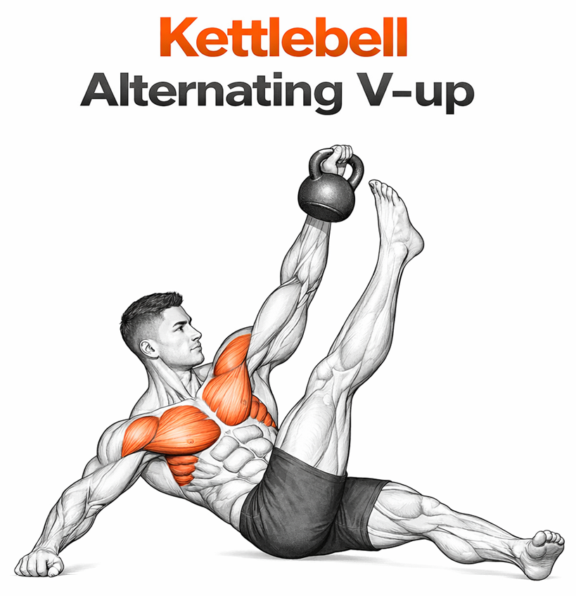 Kettlebell Alternating V-up illustration
