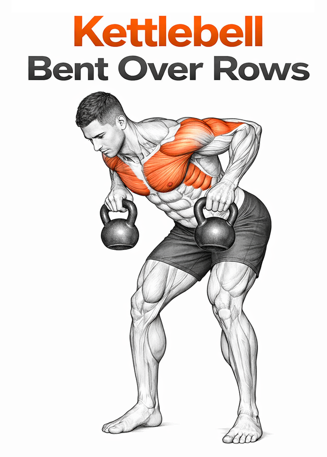 Illustrated guide to the Kettlebell Bent Over Rows exercise