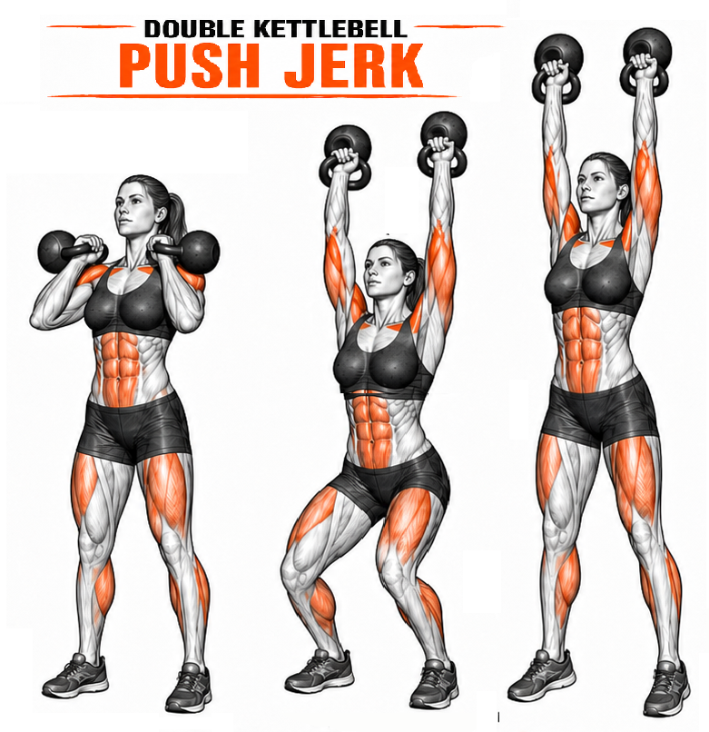 Kettlebell Double Push Jerk illustration