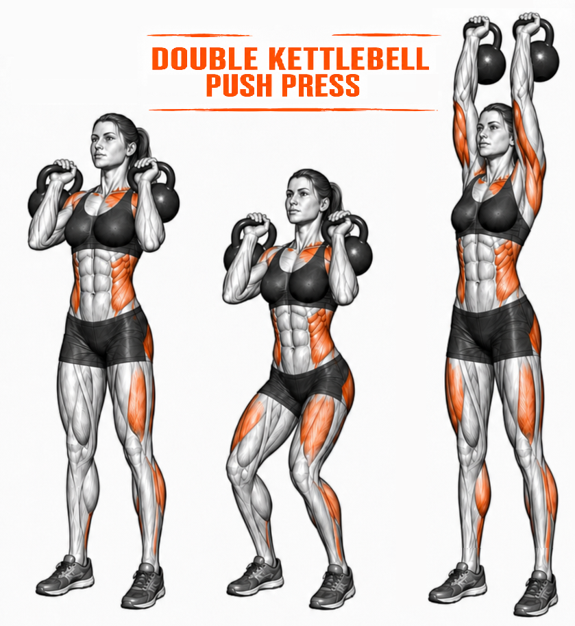 Kettlebell Double Push Press illustration