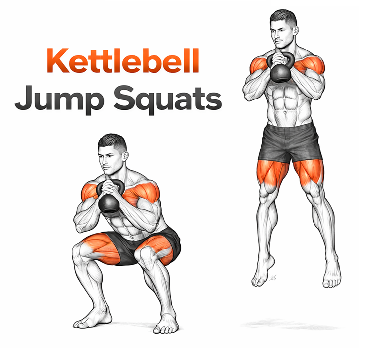 Kettlebell Jump Squats illustration