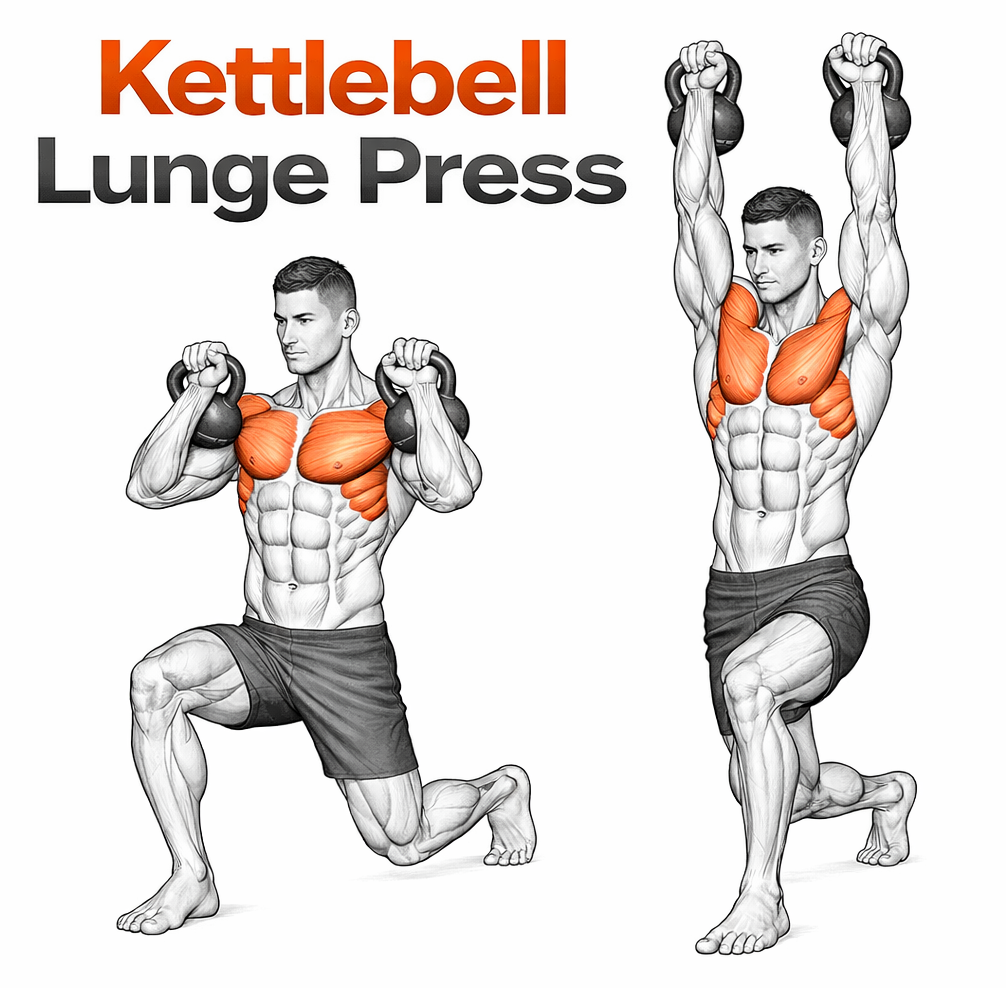 Kettlebell Lunge Press illustration