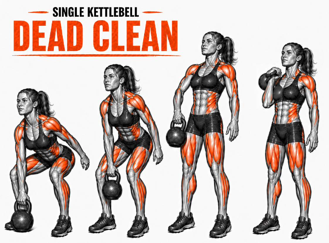 Kettlebell One Arm Dead Clean illustration
