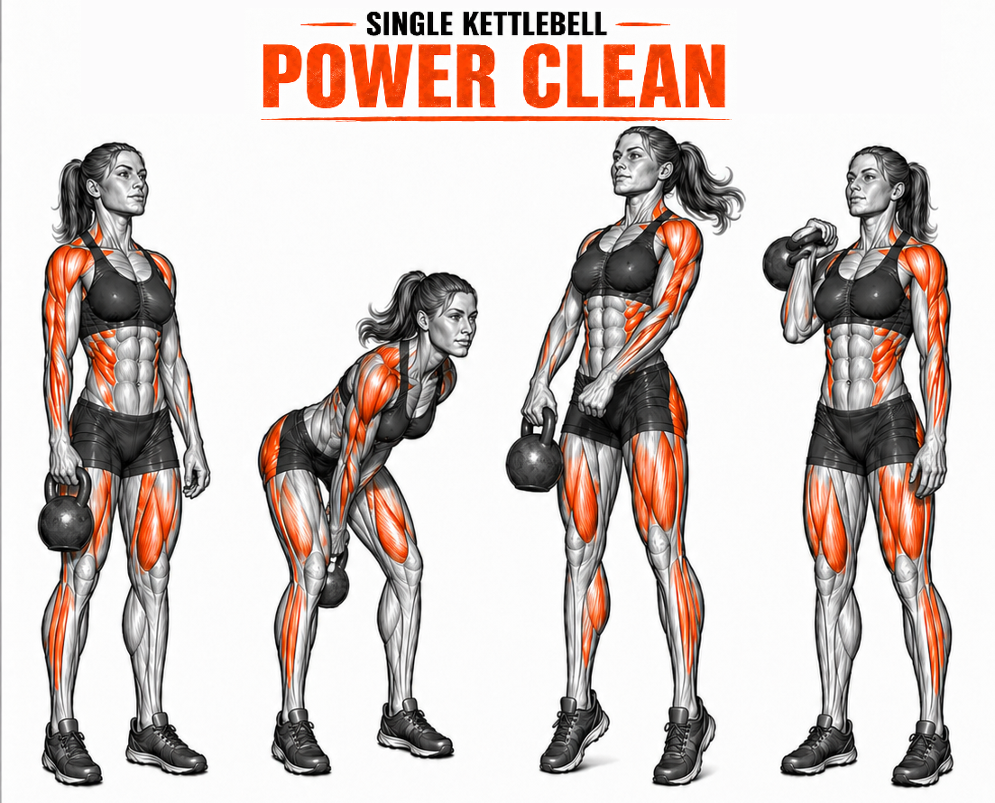 Kettlebell One Arm Power Clean illustration