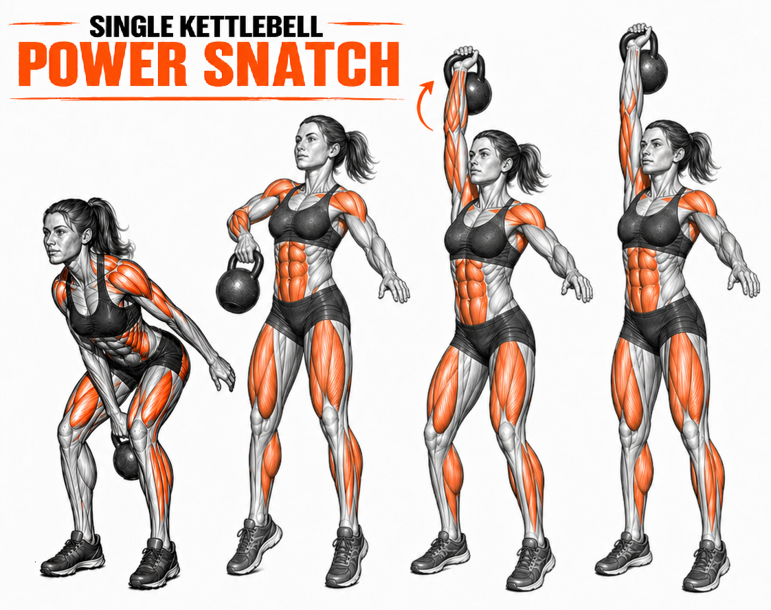 Kettlebell One Arm Power Snatch illustration