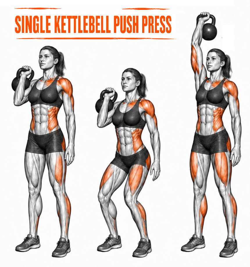 Kettlebell One Arm Push Press illustration