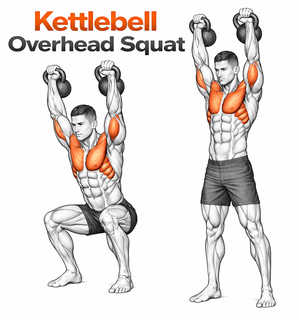 Kettlebell Overhead Squat illustration