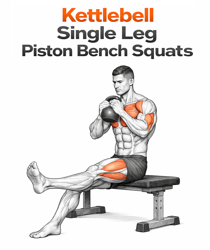 Kettlebell Piston Single Leg Squats illustration