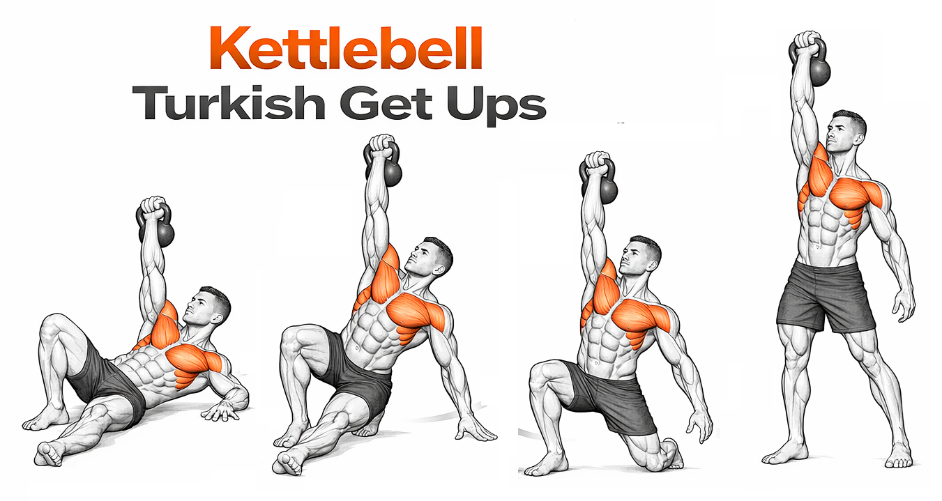 Kettlebell Turkish Get Ups illustration