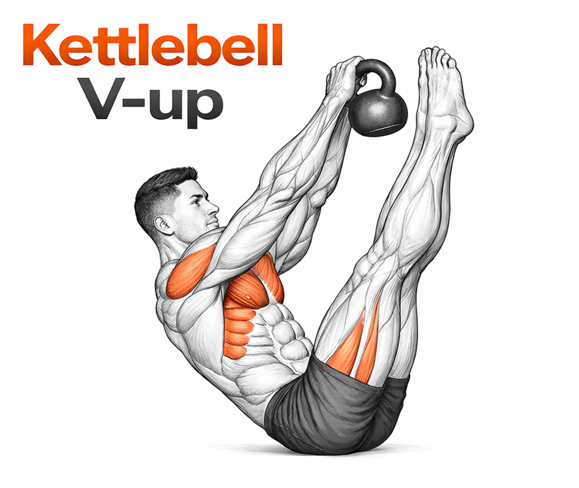 Kettlebell V-up illustration