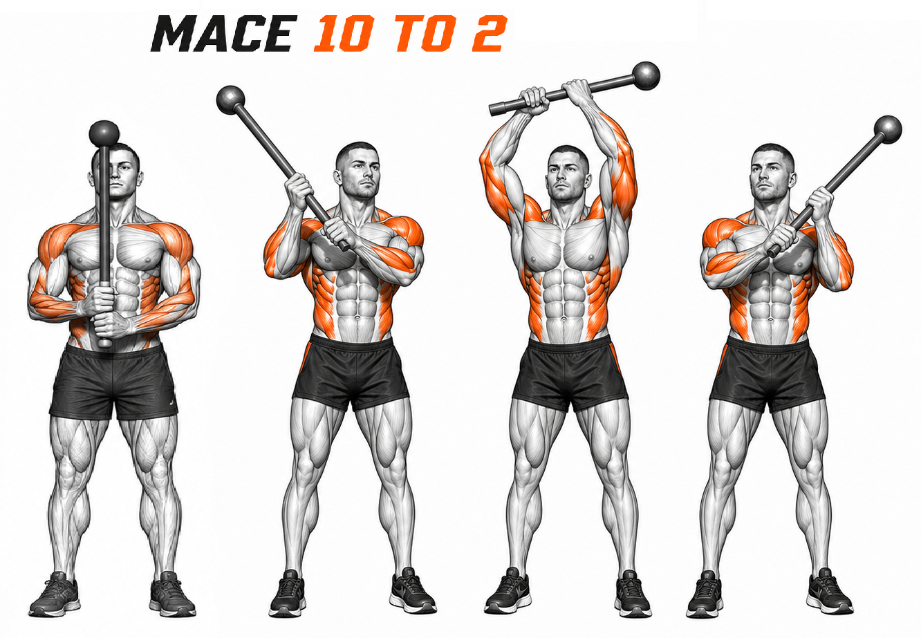 Illustrated guide to the Mace 10 to 2 exercise