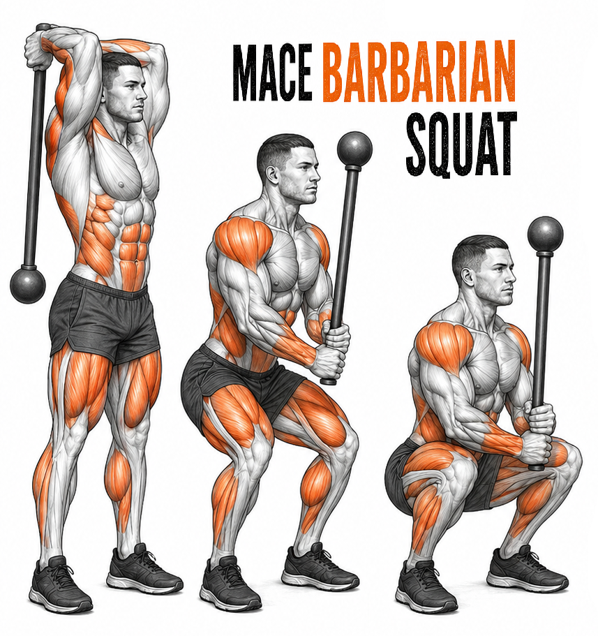 Mace Barbarian Squats illustration