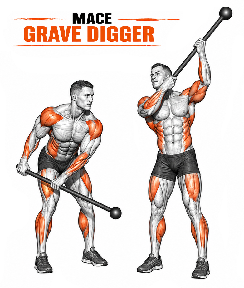 Illustrated guide to the Mace Grave Digger exercise