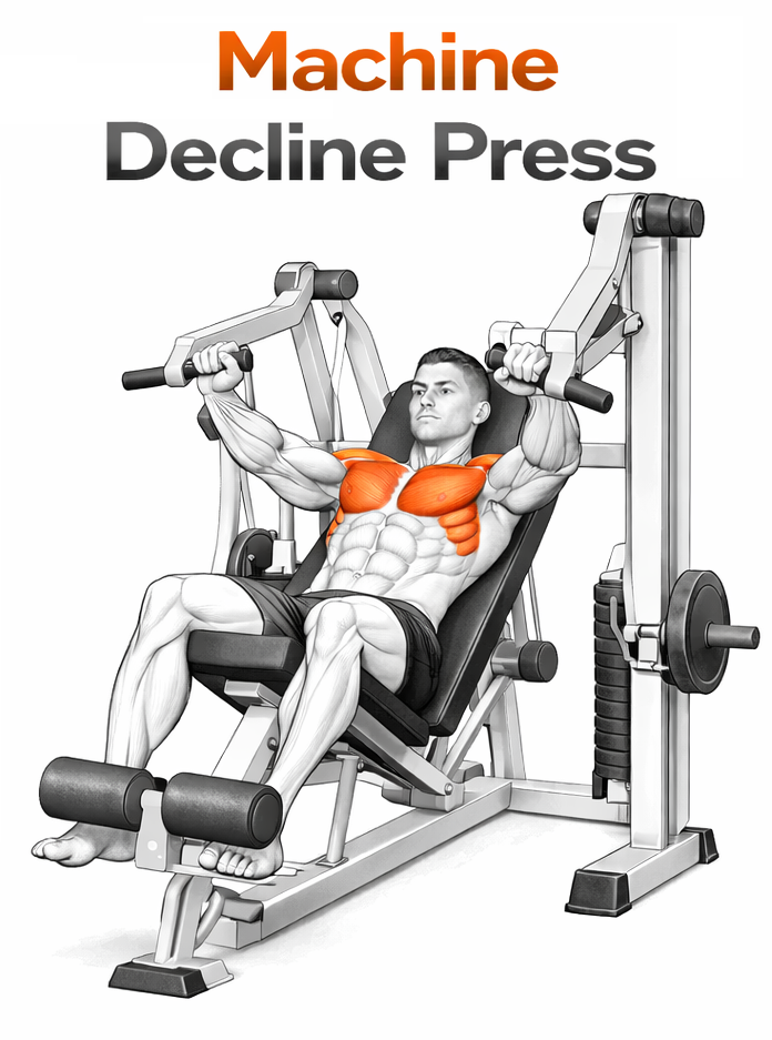 Illustrated guide to the Machine Decline Press exercise