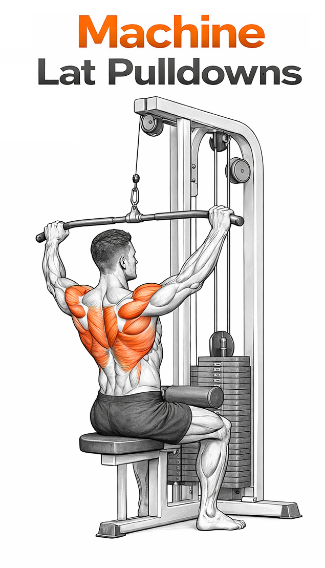 Illustrated guide to the Machine Lat Pulldowns exercise