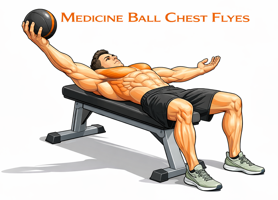 Illustrated guide to the Medicine Ball Chest Flyes exercise