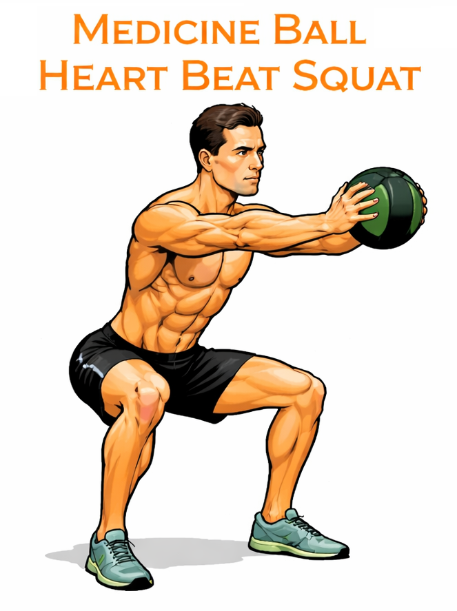 Medicine Ball Heartbeat Squat illustration