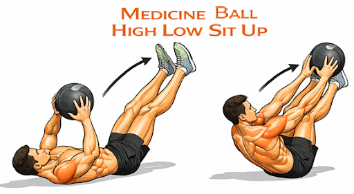 Medicine Ball High Low Situp illustration