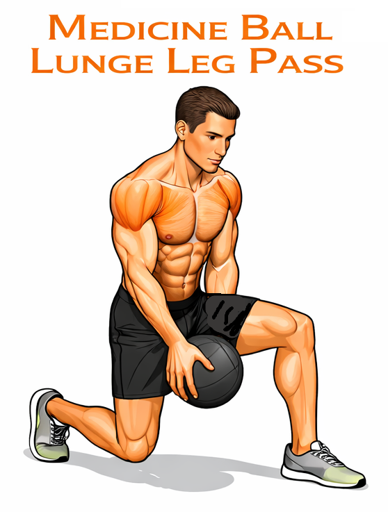 Medicine Ball Lunge Leg Pass illustration