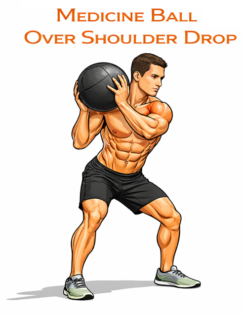 Medicine Ball Over Shoulder Drop illustration