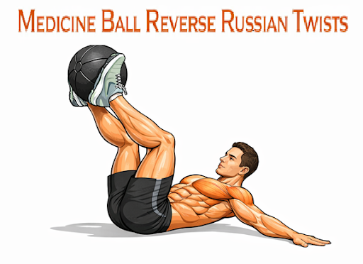 Medicine Ball Reverse Russian Twists illustration