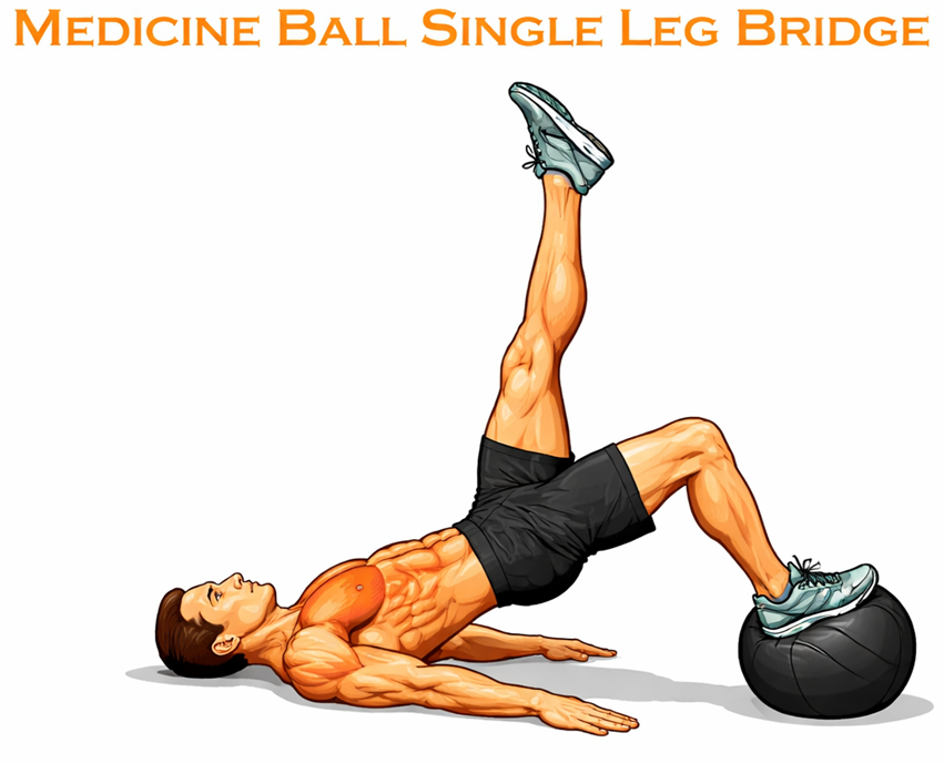Medicine Ball Single Leg Bridge illustration
