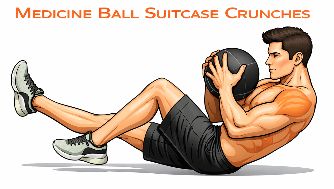 Medicine Ball Suitcase Crunches illustration