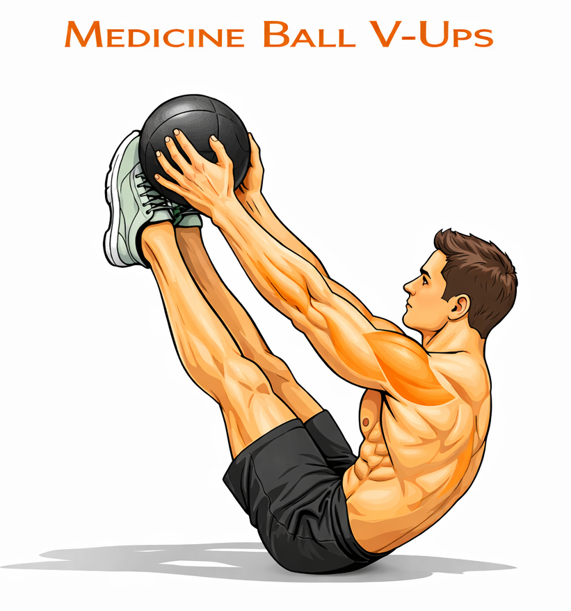 Medicine Ball V-ups illustration