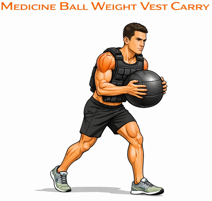 Medicine Ball Weight Vest Carry illustration