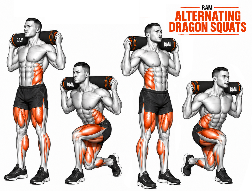 RAM Alternating Dragon Squats illustration