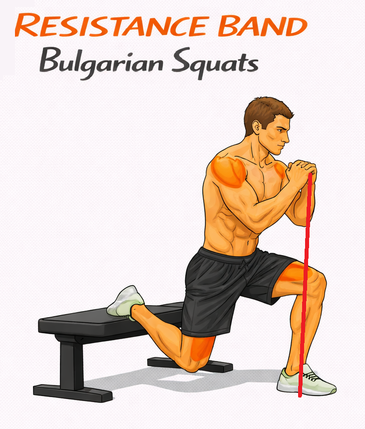 Resistance Band Bulgarian Squats illustration