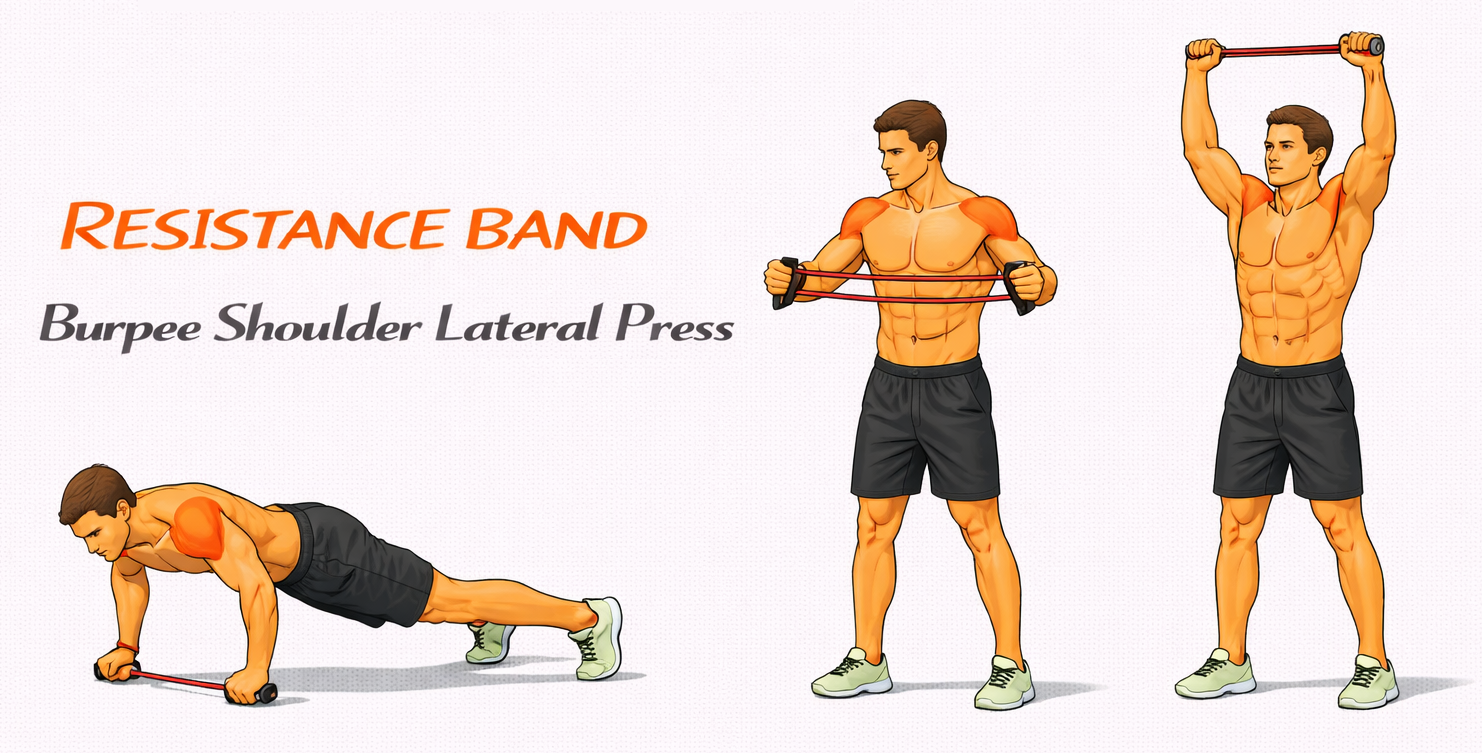 Resistance Band Burpee Shoulder Lateral Press illustration