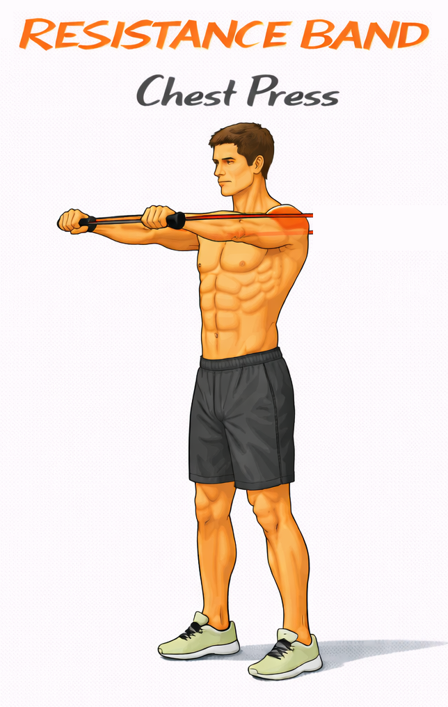 Resistance Band Chest Press illustration