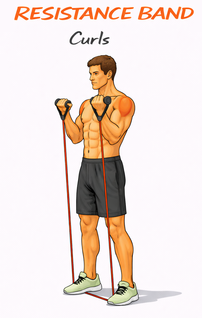 Resistance Band Curls illustration