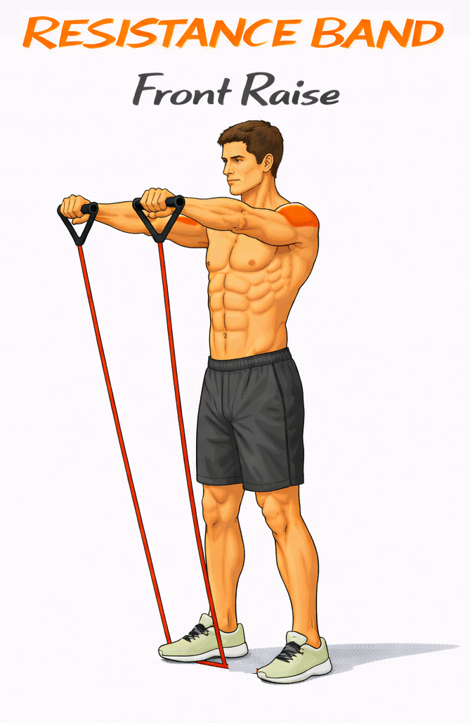 Resistance Band Front Raises illustration