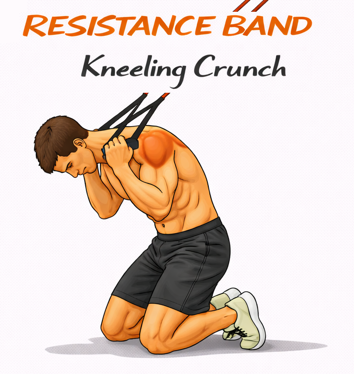 Resistance Band Kneeling Crunch illustration