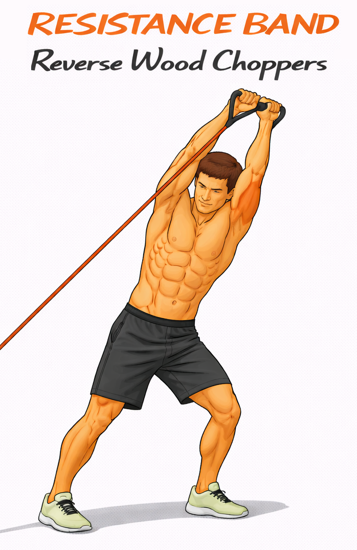 Resistance Band Reverse Wood Choppers illustration