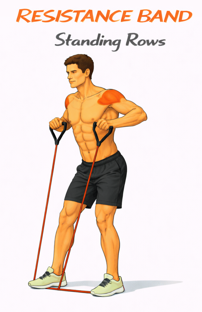 Resistance Band Standing Row illustration