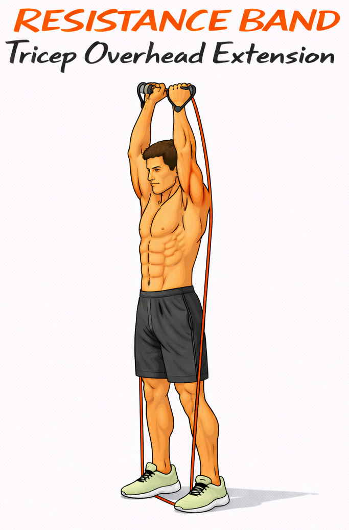 Resistance Band Tricep Overhead Extension illustration