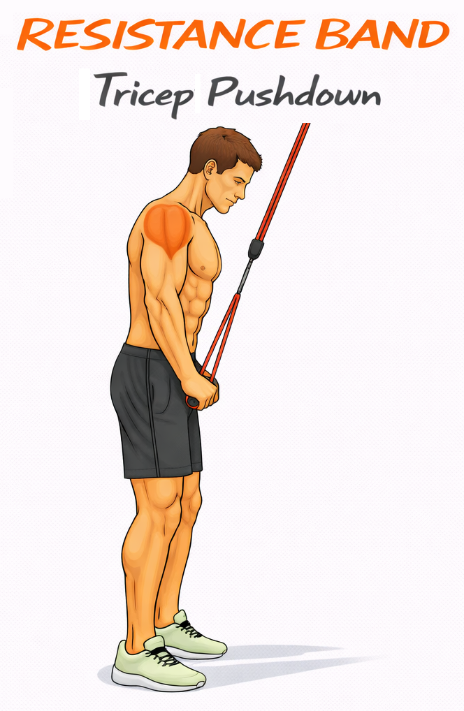 Resistance Band Tricep Pushdown illustration