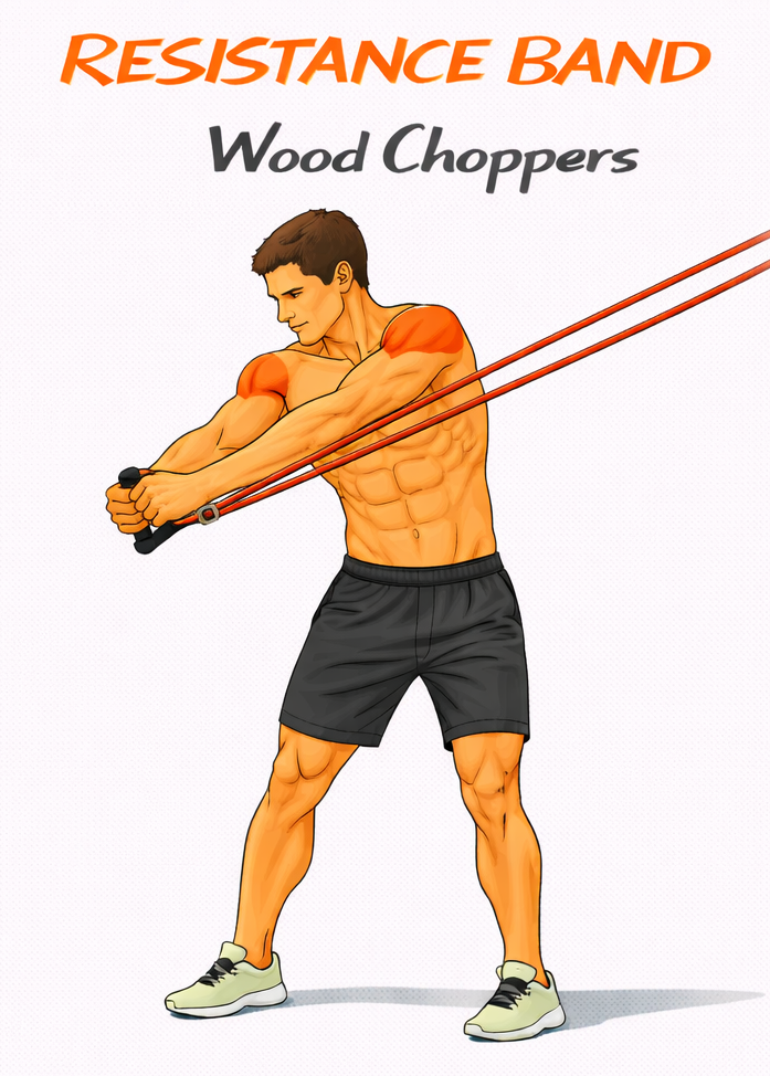 Resistance Band Wood Choppers illustration