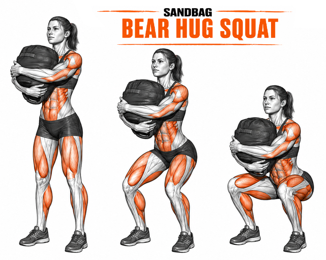 Sandbag Bear Hug Squats illustration