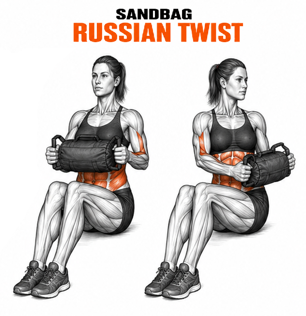 Sandbag Russian Twist illustration