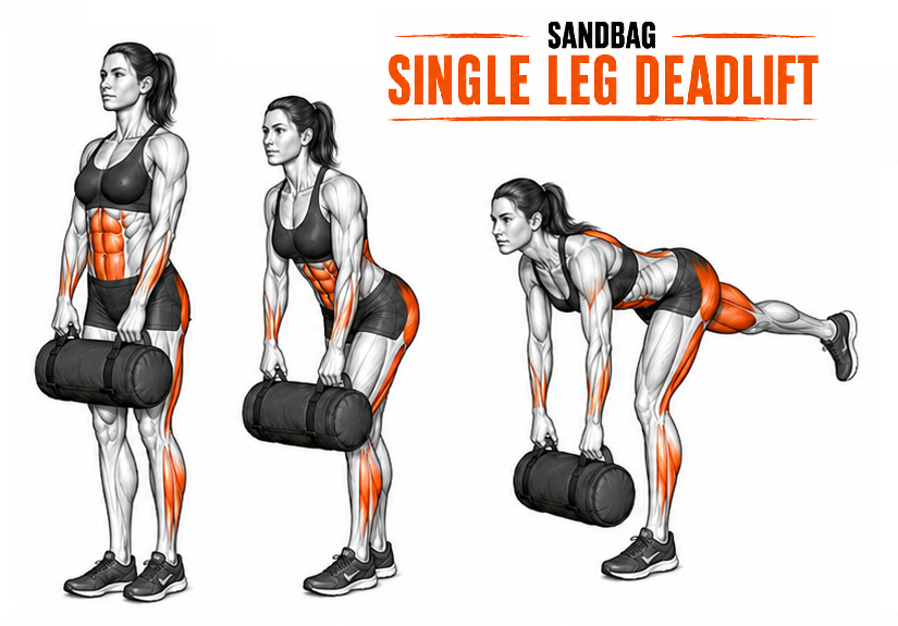 Sandbag Single Leg Deadlift illustration