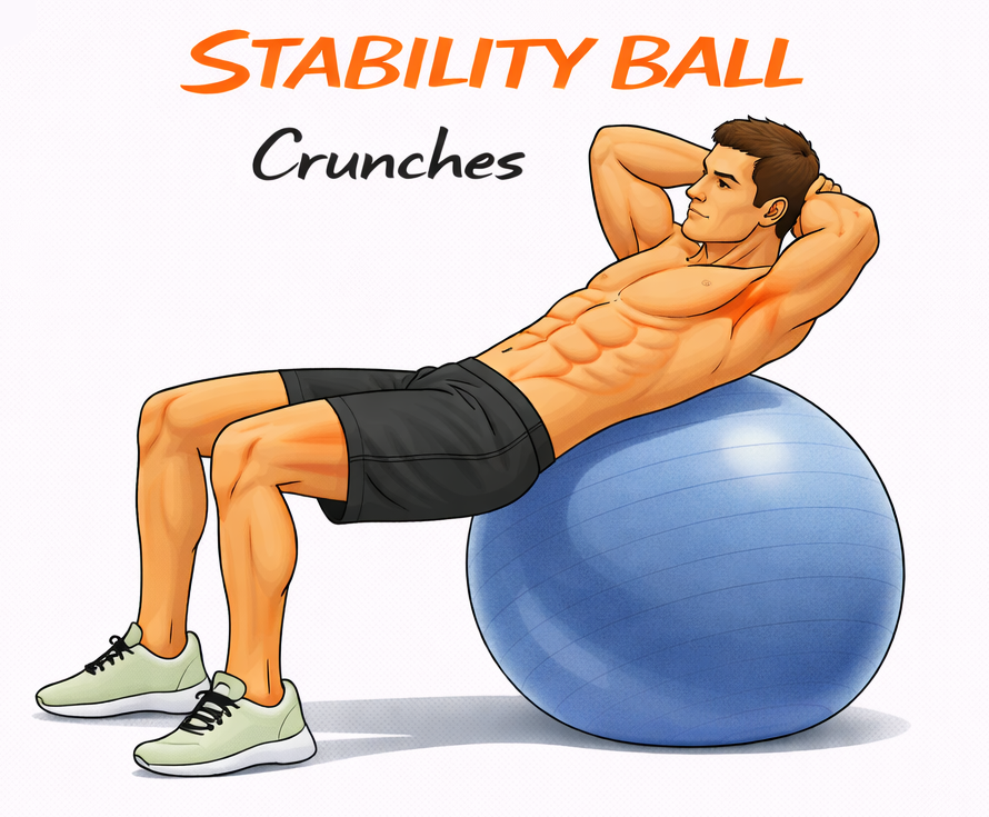 Stability Ball Crunches illustration