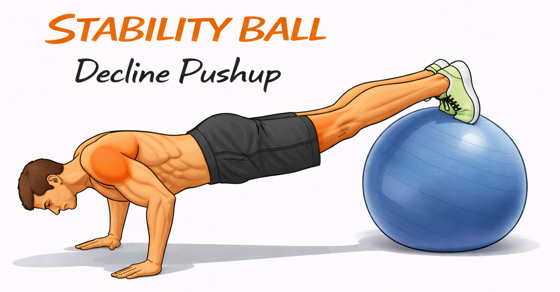 Stability Ball Decline Pushup illustration
