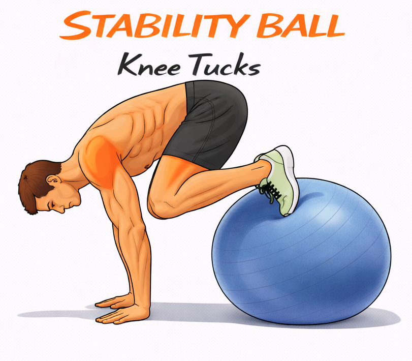 Stability Ball Knee Tucks illustration