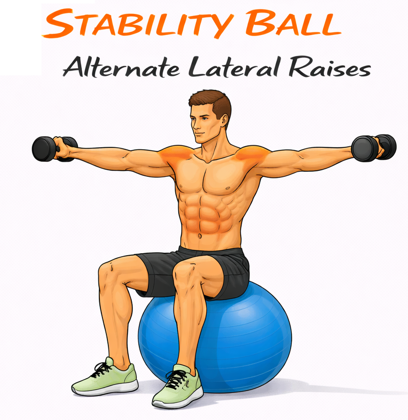 Stability Ball Lateral Raises illustration